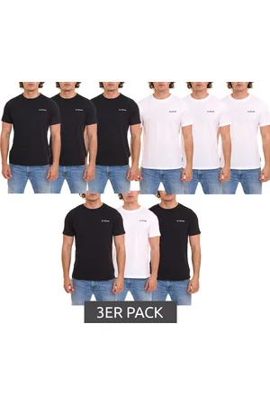 Lotto 3er Pack Herren Basic T-Shirt aus Baumwolle Rundhals-Shirt 8792486 Weiß, Schwarz oder Mix