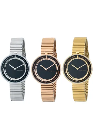 Pierre Cardin Damen Armband-Uhr zeitloses Ziffernblatt analoge Quarz-Uhr mit Edelstahl-Armband 3ATM 32mm CMA.00 Silber/Schwarz/Gold/Rose-Gold