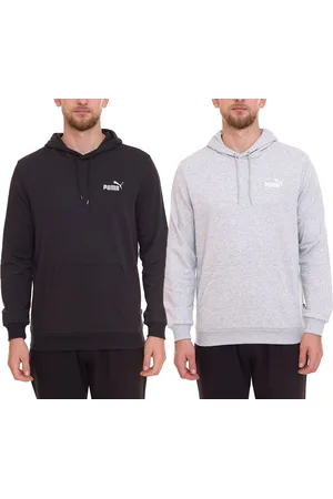 PUMA ESS Logo Herren stylischer Kapuzen-Pullover Baumwoll-Hoodie mit Logo auf der Brust 679631 Grau oder Schwarz