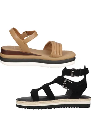 Sansibar Damen Sandalette Echtleder-Schuhe Sommer-Sandalen Schwarz oder Hellbraun