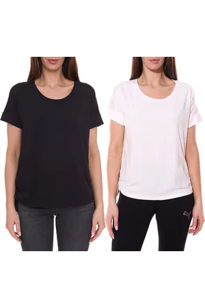 FAYN SPORTS Damen Sport-Shirt mit Schnürung T-Shirt Rundhals-Shirt Schwarz oder Weiß