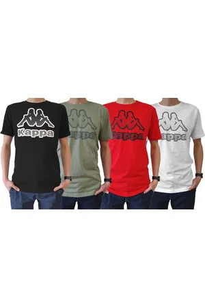 Kappa Herren Baumwoll-Shirt mit großem Logo Rundhals-Shirt Kurzarm-Shirt T-Shirt Oeko-Tex 100 zertifiziert 7085/8191 Schwarz, Grün, Weiß oder Rot