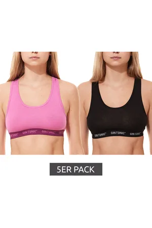 Gin Tonic 5er Pack Damen Sport-BH mit Ringerrücken Bustier 212061938 Pink oder Schwarz