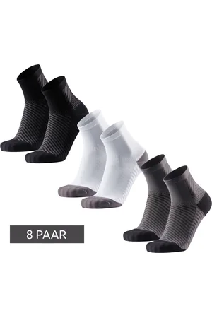 DANISH ENDURANCE 8 Paar Anti-Friction Race Herren Lauf-Socken mit Griffpolster Sport-Strümpfe 160000 in Schwarz, Weiß, Grau