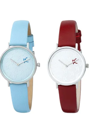 Pierre Cardin Damen Armband-Uhr mit Marken-Kürzel-Print analoge Quarz-Uhr mit Leder-Armband 3ATM 31mm CBV.1521 Blau oder Rot