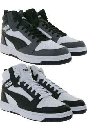 PUMA Rebound V6 High-Top Sneaker nachhaltige Damen und Herren Turnschuhe mit Softfoam+ Basketball 392326 in Schwarz/Weiß oder Grau/Weiß
