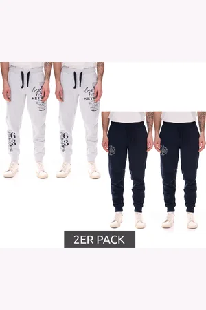 Camp David 2er Pack Herren Jogging-Hose mit Baumwollanteil Sweat-Hose Trainings-Hose 428251 Dunkelblau oder Grau
