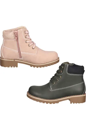 Bama Kinder Herbst-Boots Schnür-Stiefelette für Mädchen und Jungen mit verstärkter Fersenkappe Rosa oder Khaki