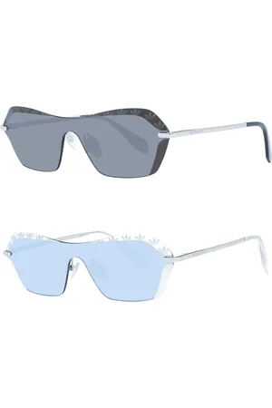 adidas Damen Sonnenbrille verspiegelte Brille Strand-Brille mit rechteckigen Gläsern randlose Brille mit Marken-Logo Filterkategorie 2 oder 3 Urlaubs-Brille EW351 Weiß oder Schwarz