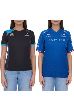 Kappa X ALPINE Formel 1 F1 Ocon Damen Sport-Trikot mit V-Ausschnitt oder T-Shirt mit HYDRO WAY PROTECTION-Technologie Alltags-Shirt Kurzarm-Shirt 351883W-351G58W Blau oder Schwarz