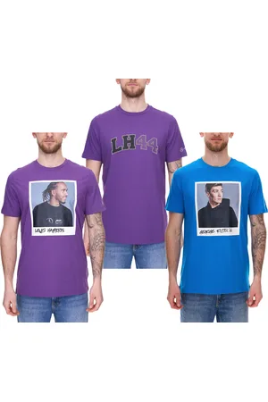 Mercedes AMG Petronas F1 MAPF1 Portrait oder Logo Herren Baumwoll-Shirt mit George Russel Print Rundhals-Shirt 701222296-701222304 Blau oder Lila