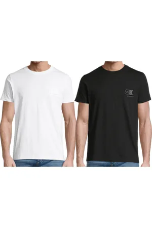 Steffen Klein Herren T-Shirt Baumwoll-Shirt mit plastischem Print Rundhals-Shirt Weiß oder Schwarz