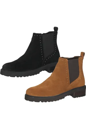 SPM Lano Damen Echtleder Stiefelette mit Nietenbesatz Chelsea Boots 11000017 Braun oder Schwarz