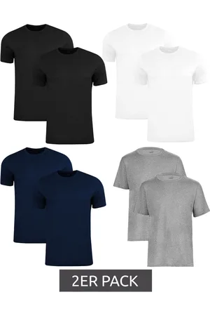 PUMA 2er Pack Base Kinder Sport-Shirt für Jungen & Mädchen nachhaltiges Baumwoll T-Shirt mit Logo 678577 Grau, Dunkelblau oder 678260 Weiß, Schwarz