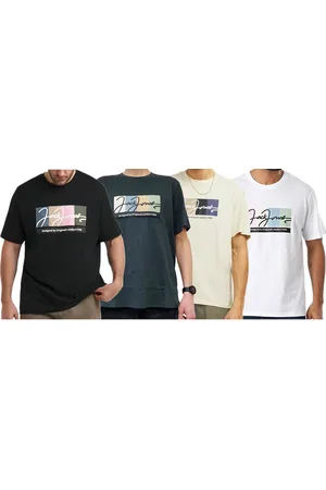 JACK & JONES Herren Rundhals-Shirt Baumwoll-Shirt T-Shirt mit farblichen Akzenten Kurzarm-Shirt 12262662 Grün, Schwarz, Beige oder Weiß