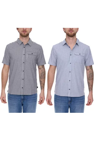 mc kinley Dillingham M Herren Wander-Hemd Kurzarm-Hemd schlicht klassisches Karo-Hemd 4100318 Schwarz/Weiß oder Navy/Weiß
