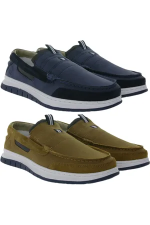 Gaastra Herren Slipper zeitlose Low-Top Schuhe mit Echtleder-Anteil Mokassins in Braun oder Blau