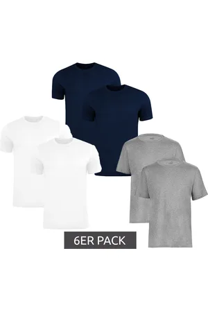 PUMA 6er Pack Base Kinder Sport-Shirt für Jungen & Mädchen nachhaltiges Baumwoll T-Shirt mit Logo 678577 Grau, Dunkelblau oder Weiß
