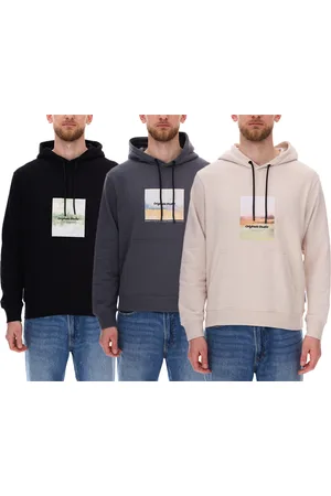 JACK & JONES Esterbro Newton Herren Kapuzen-Pullover Baumwoll-Pullover mit Originals Studio Print 12266801 Grau, Schwarz oder Beige