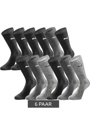 PUMA 6 Paar Sport-Strümpfe mit gepolsterten Fußbereich Tennissocken atmungsaktive Socken extra weicher Bund 701224759 Schwarz/Anthrazit/Grau