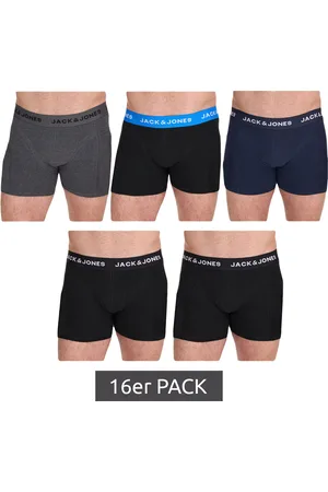 JACK & JONES 16er Pack Herren Boxershorts atmungsaktive Baumwoll-Unterhose Unterwäsche 12259926 Schwarz/Dunkelblau/Dunkelgrau/Navy