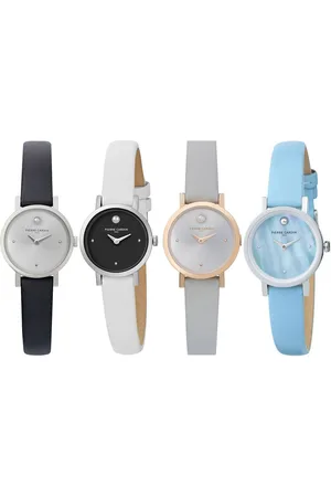 Pierre Cardin Damen Zweizeiger-Armband-Uhr Ziffernblatt mit silbernen Kreis-Details analoge Quarz-Uhr mit Leder-Armband 3ATM 27mm CCM.05 Silber/Schwarz/Weiß/Blau/Grau/Rosa