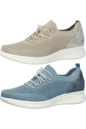 Bama Damen Sneaker mit Shock Absorber und herausnehmbarer Einlegesohle Made in Italy Beige oder Blau