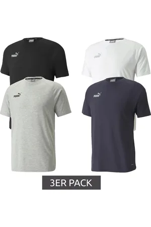 PUMA 3er Pack team FINAL Casuals nachhaltiges Herren Kurzarm-Shirt mit dryCELL 657385 Weiß, Schwarz, Dunkelblau oder Grau