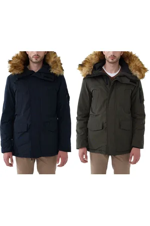 Steffen Klein Herren Winter-Jacke mit Kapuze und abnehmbarem Kunstfell Outdoor-Jacke Herbst-Jacke Dunkelblau oder Grün