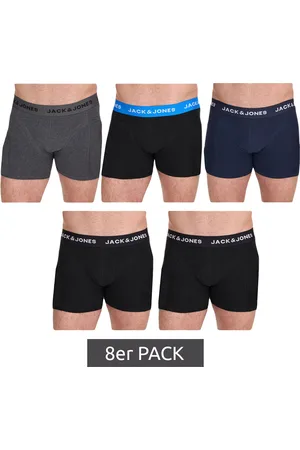 JACK & JONES 8er Pack Herren Boxershorts atmungsaktive Baumwoll-Unterhose Unterwäsche 12259926 Schwarz/Dunkelblau/Dunkelgrau/Navy