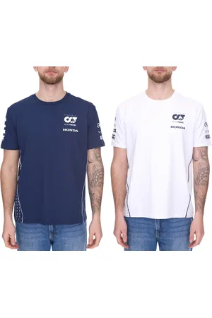 AlphaTauri Formel 1 F1 Herren Baumwoll-Shirt Rundhals-Shirt Freizeit-Shirt SAT23026 Dunkelblau oder Weiß