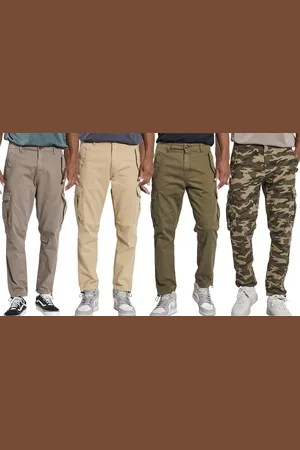 Redefined Rebel Jolan Herren Cargo-Hose im Utility-Look Anti Fit Baumwoll-Hose Ankle-Stil mit Tunnelzug am Beinende 226027 Camouflage, Braun, Beige, Grün