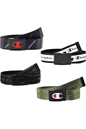 Champion Gürtel für Damen und Herren gewebter Gürtel mit Marken-Logo Alltags-Gürtel mit Klappschließe 117cm Schwarz/Weiß, Grün