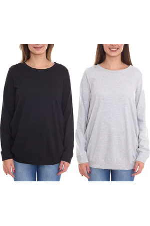 neun 9 monate Damen schlichtes Schwangerschafts-Shirt Umstands-Mode Grau oder Schwarz