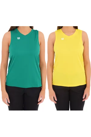 Wilson Damen nachhaltiges Tank-Top Trainings-Shirt mit V-Ausschnitt Sport-Shirt Fitness OUT-BB-W-01 Grün oder Gelb