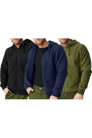 DANISH ENDURANCE Herren Übergangs-Jacke kuschelige Fleece-Jacke mit Kapuze nachhaltige Oeko-Tex zertifizierte Jacke 155000 Schwarz, Navy, Grün