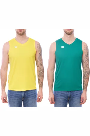 Wilson Herren nachhaltiges Tank-Top Trainings-Shirt mit V-Ausschnitt Sport-Shirt Fitness OUT-BB-M-01 Gelb oder Grün