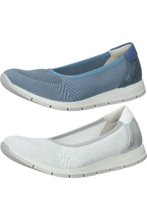 Bama Damen Ballerina Mesh Sneaker mit herausnehmbarer Einlegesohle Made in Italy Sommer-Schuhe Silber oder Blau