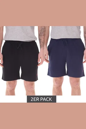 U.S. Polo Assn. 2er Pack Herren Freizeit- & Sport-Shorts leichte Fitness-Short mit U.S. Polo Stickerei kurze Hose US16738 Schwarz/Rot oder Dunkelblau/Rot