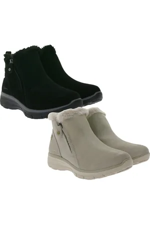 Skechers Damen Easy Going High Zip 2 Ankle-Boots mit Air-Cooled Memory-Foam Winter-Schuhe Waterproofed 168042 Beige oder Schwarz