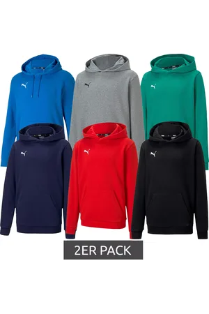 PUMA 2er Sparpack teamGOAL 23 Casuals Kinder Hoody mit Kängurutasche Kapuzen-Pullover für Jugendliche Jungen & Mädchen 656711 Rot, Schwarz, Grün, Navy, Grau, Blau