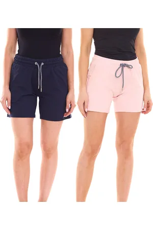 DELMAO Damen Sweat-Shorts kurze Hose mit seitlichen Eingriffstaschen in Navy oder Rosa