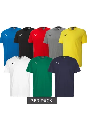 PUMA 3er Pack TeamGOAL 23 Casual Herren Baumwoll-Shirt mit Logo-Stickerei schlichtes T-Shirt 656578 Sport- und Freizeit-Shirt