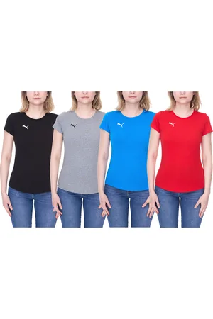 PUMA TeamGoal23 Damen T-Shirt Sport-Shirt Baumwoll-Shirt mit Logo-Patch Fitness-Shirt 657085 Grau, Rot, Blau oder Schwarz