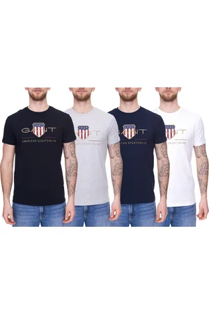 GANT Herren T-Shirt mit großem Logo und Schriftzug Baumwoll-Shirt Rundhals-Shirt 2003099 Weiß, Grau, Schwarz oder Navy