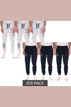 Camp David 3er Pack Herren Jogging-Hose mit Baumwollanteil Sweat-Hose Trainings-Hose 428251 Dunkelblau oder Grau