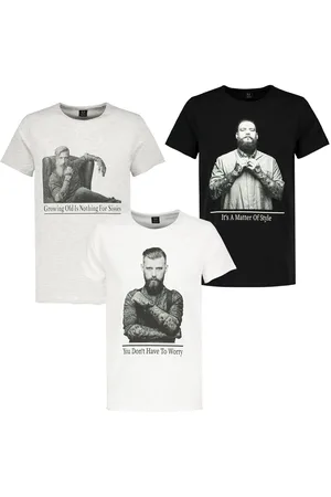 Sublevel Herren veganes Baumwoll-T-Shirt mit verschiedenen Frontprints H12022Z22429B Weiß, Schwarz oder Grau