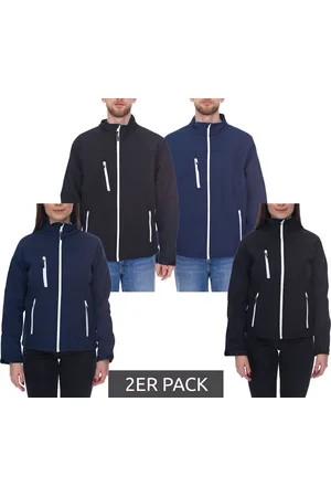 SANTINO 2er Pack Softshell-Jacke wasserabweisende Outdoor-Jacke für Damen oder Herren Sparpack Alltags-Jacke in Blau oder Schwarz