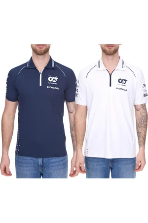 AlphaTauri Formel 1 F1 Herren Baumwoll-Shirt Polo-Shirt Freizeit-Shirt SAT23024 Weiß oder Dunkelblau