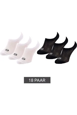 Sergio Tacchini 18 Paar Invisible Footie Füßlinge kurze Sommer-Socken Baumwoll-Strümpfe Schwarz oder Weiß